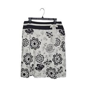 VTG Y2K Mix Nouveau Brown/Cream A-Line Floral Skirt Sz 10 Medium 100% Cotton